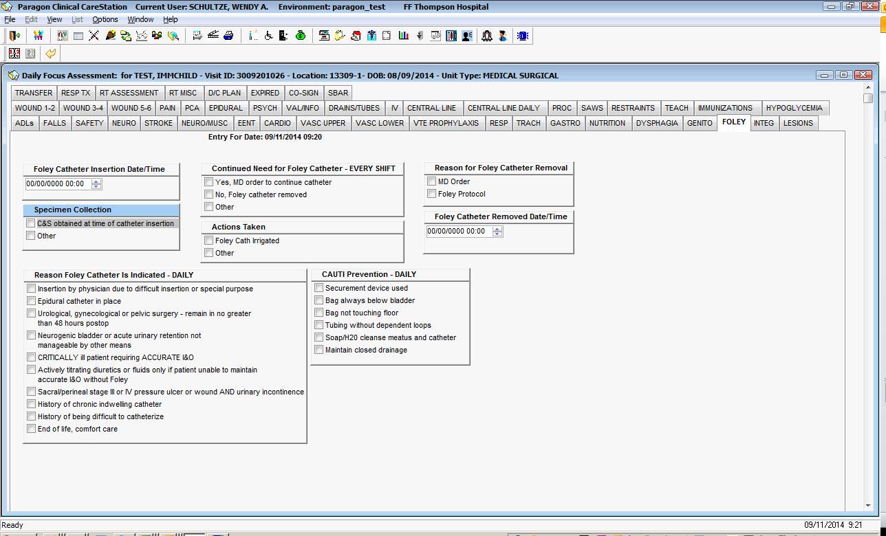 EMR Foley Insertion Order